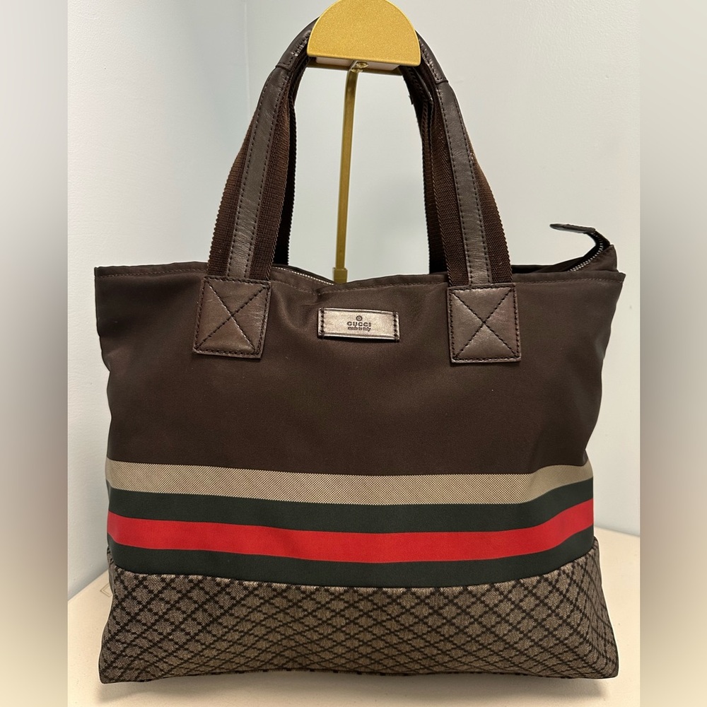 Gucci  Web Diamante Nylon Tall Zip